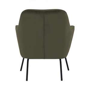 Sillón Tapizado en Verde Hoja con Patas de Metal Negro Mate, Sillón de Diseño Industrial Moderno para el Hogar y la Oficina - Product Image 4