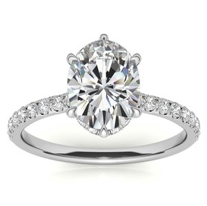 Oval Cut Moissanite <b>Ring</b> 925 Sterling <b>Silver</b> White Gold Plated <b>Solitaire</b> Engagement Wedding Promise Party Luxury Fine Jewelry - Product Image 1