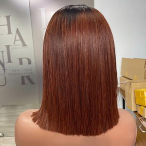 Venta al por mayor 100% Raw Virgin Vietnamita Cabello Humano Peluca Corta Hueso Recto Ombre Marrón Super Doble Extensiones de Cabello - Product Image 1
