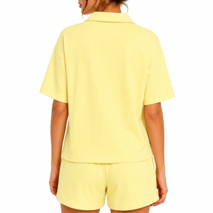 Women's <b>Short</b> Sleeve Polo Shirt And <b>Shorts</b> Set Casual Summer <b>Lounge</b> Wear Breathable Loose Casual Summer Set Women Polo Shirt - Product Image 2