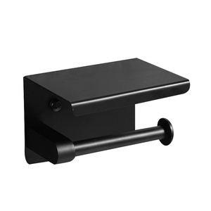 Soporte de papel higiénico de metal para montar en la pared con estante y soporte para móvil, para baño - Product Image 5