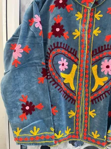Wholesale MONIT MARKETING Velvet Suzani Embroidered <b>Reversible</b> <b>Jacket</b> | Handmade Traditional Uzbek Style Floral Pattern <b>Jacket</b> | - Product Image 3