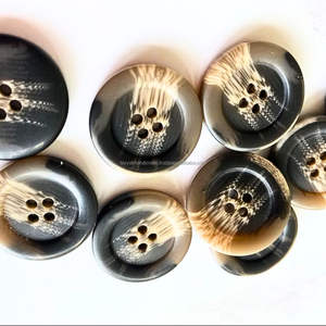 Luxury Buffalo Horn <b>Buttons</b> with Natural White Shade Polished Agate from India <b>Black</b> Animal and Nautical Style - Product Image 3