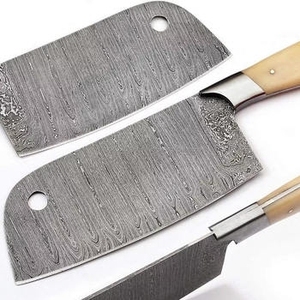 Custom Logo 8 Inch Heavy Duty Damascus Cleaver Knives High Carbon Steel Wood Handle Eco-Friendly <b>Camping</b> Hunting Chef Knives - Product Image 1