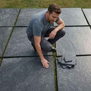 กระเบื้องพอร์ซเลน Hammer Stone Nero 20 มม. – ขนาด 600x600 มม. R11 แบบรีทัช สำหรับปูพื้นภายนอกอาคาร - Product Image 1