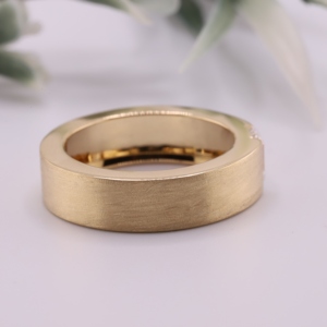 <b>Emerald</b> Cut Lab Diamond <b>Mens</b> <b>Ring</b> Yellow Gold Brushed Matte Wide Band Flush Set Diamond Solitaire <b>Mens</b> <b>Ring</b> Fine Jewelry - Product Image 4