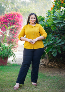 Cotton Flex Printed Plus Size Shirt Mustard Slim Collar Regular Sleeves Women's Casual Wholesale Ladies Designer Ethnic <b>Top</b> - Product Image 2