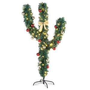 Albero di Natale in PVC da 1,5 m, Accessori Decorativi, 400 Rami a Forma di Cactus, 110 Luci Calde, 8 Modalità, Colore Verde Realistico - Product Image 1