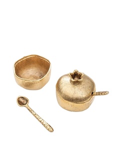 Plato Decorativo en Forma de Granada Dorada de Moda con Cuchara, Elegante Tazón para Servir en Ocasiones Especiales - Product Image 1