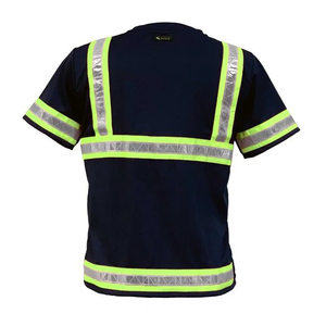 เสื้อยืดทำงานแขนสั้นแบบสะท้อนแสงคุณภาพสูงสำหรับผู้ชาย OEM ผลิตตามสั่ง ระบายอากาศได้ดี เสื้อผ้าเพื่อความปลอดภัย คุณภาพดี - Product Image 2
