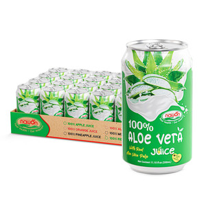 Boisson à l'aloe vera 100% naturelle NAWON, pulpe réelle, canette en aluminium de 330 ml, boisson gazeuse fraîchement pressée, jus végétal frais, OEM - Product Image 2