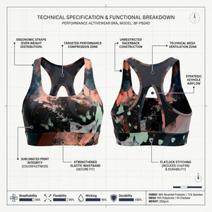 100% High Quality High Strength Sports <b>Bra</b> Racerback Yoga OEM ODM Gym Fitness Training Padded Breathable <b>Stretch</b> Sports <b>Bra</b> - Product Image 3