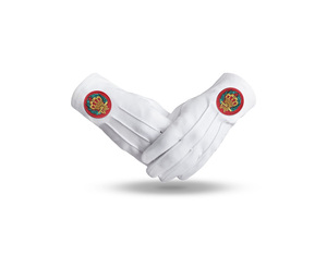Gants en coton pur personnalisés brodés avec l'écusson rouge de l'Ordre de l'Amarante - Product Image 1