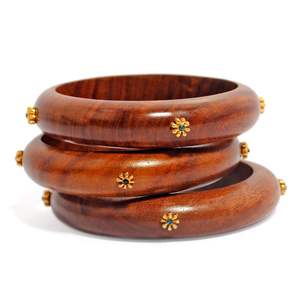 กำไลข้อมือไม้ชีแชมทำมือ ชุบทองโรเดียม ประดับคริสตัลสวารอฟสกี้ กำไลแบบหนา สำหรับผู้หญิง ผู้ชาย ของขวัญ เครื่องประดับ - Product Image 2