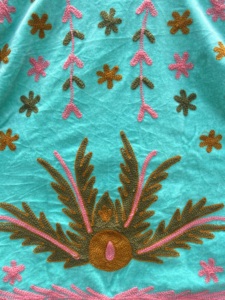 Abrigo Vintage de Terciopelo Turquesa con Bordado Floral, Cuello Mandarín, Manga Larga, Frente Abierto, Prenda Exterior Informal, Exterior de Algodón - Product Image 5