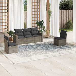 Gray Garden <b>Sofa</b> <b>Set</b> Outdoor Furniture PE Rattan Cushioned Waterproof Contemporary Design - Product Image 3