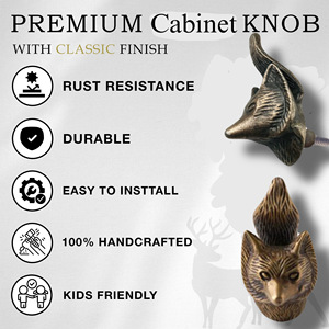 Ba Antique Bronze Fox Head Cabinet Knob Novelty Shape <b>Rustic</b> Furniture Handle for Home Bar Durable - Product Image 3