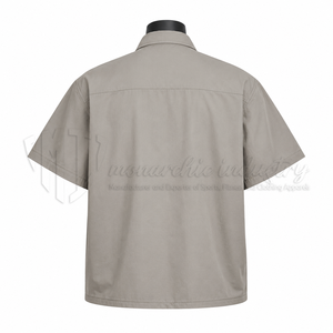 Custom <b>Men</b>’s Short Sleeve Full Zip <b>Shirt</b> <b>Utility</b> Casual Zipper <b>Shirt</b> OEM Private Label Manufacturer - Product Image 2