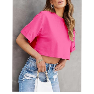 Fournisseur et fabricant de vêtements streetwear décontractés pour femmes, style européen, t-shirts courts surdimensionnés - Product Image 5