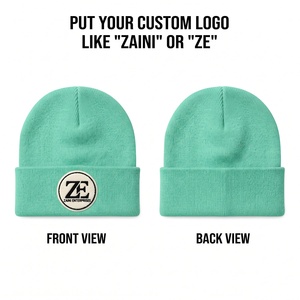 Gorro de Punto Acrílico ZAINI Premium de 200 GSM, Unisex, Color Verde Menta, Estilo con Puño, con Parche de Logotipo Bordado Personalizado, para Invierno - Product Image 1