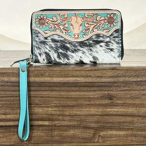 Cartera de Cuero Genuino de Vaca Hecha a Mano con Diseño Grabado, Elegante y Moderna, con Múltiples Ranuras para Tarjetas y Dinero en Efectivo para Mujer - Product Image 5