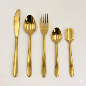 Ensemble de couverts modernes en or, 5 pièces, en acier inoxydable, passe au lave-vaisselle, vaisselle de mariage, ustensiles de cuisine - Product Image 1