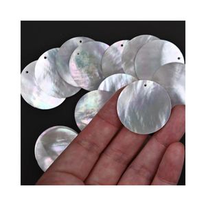 Perlas blancas de nácar redondas de 30*1mm, venta al por mayor, con un pequeño orificio para incrustaciones en collares y joyería, súper brillantes. - Product Image 3
