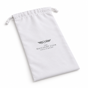Pochette à cordon en coton recyclé 220 GSM, plate, 18 x 34 cm, pour rangement sèche-cheveux, fermeture en corde naturelle, logo personnalisé, usage hôtelier, vente en gros - Product Image 2