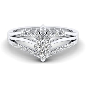 Bague solitaire REYES en moissanite taille poire certifiée GRA 0,9 carat, or blanc massif 14 carats, pour femme, idéale pour les mariages et les promesses - Product Image 1