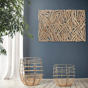 Juego de 2 cestas decorativas de mimbre decoración del hogar organización tejido ratán almacenamiento Chic cesta colección - Product Image 4