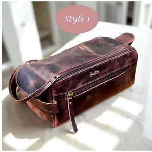 Handmade Genuine Leather Zipper Closure for <b>Bag</b> Luxury Dopp Kit Unisex Travel Grooming Organizer Wholesale <b>UK</b> TYG-0194 - Product Image 5