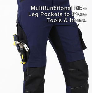 Pantalones de Trabajo Azules para Hombre con Múltiples Bolsillos, Tela de Lona Transpirable, Corte Recto de Peso Medio para Uso en Exteriores - Product Image 2