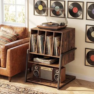 Rolling Turntable <b>Stand</b> with Power Outlets Record Player <b>Stand</b> on Wheels <b>CD</b> Rack Product Category - Product Image 2