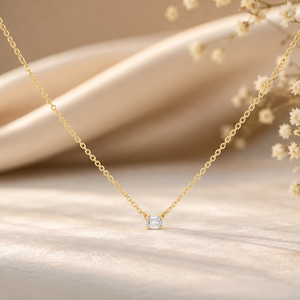 Collar de Oro Amarillo Sólido de 18K con Diamante Cultivado en Laboratorio, Corte Esmeralda, Certificado IGI, Minimalista, para Uso Diario, Regalo y Fiesta para Mujer - Product Image 4