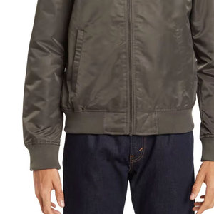 Blouson bomber vert olive pour homme, col montant, fermeture éclair, vêtement d'extérieur décontracté en polyester, coupe classique, idéal pour l'automne - Product Image 6