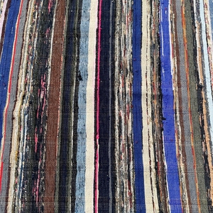 Alfombra de Algodón a Rayas Hecha a Mano, Rectangular, Estilo Bohemio, Tejido Plano, Base de Yute, Pelo Medio, Lavable, Grosor Medio, Decoración para Pasillo - Product Image 5