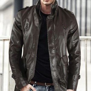 Manteau long en cuir personnalisé, design tendance, manteaux en cuir de vachette, nouveaux modèles, vestes en cuir véritable pour hommes - Product Image 4