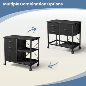 Armoire à roulettes avec 3 tiroirs en tissu, étagère réglable, roulettes verrouillables, noir - Product Image 5
