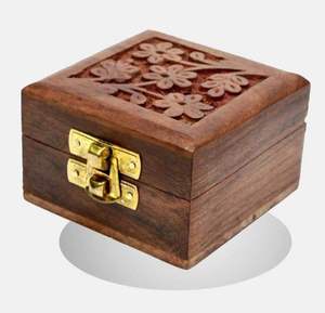 Minimalist Wooden & Brass Antique Storage <b>Box</b> For Jewelry <b>Keepsake</b> With Hinged Lid For Vintage Homedecor Wedding Gifting <b>Box</b> - Product Image 1