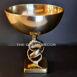 Golden Finished Round Shape Single Piece Classic Look Marble Base Unique Fantastic Design Dinnerware Bowls - Product Image 6