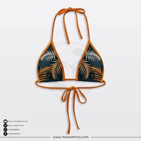 Mawra Premium Maillot de bain personnalisé à motifs floraux, cachemire et léopard, vente en gros, bikini triangle sexy, impression par transfert thermique sur le devant, séchage rapide 2026