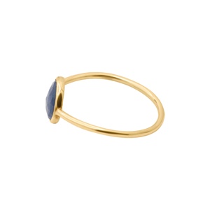 Anillo de Oro Amarillo Sólido de 14k con Zafiro Azul Natural de Corte Redondo en Bisel, Joyas Memoria, Venta al Por Mayor - Product Image 4