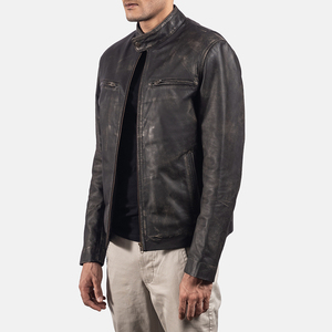 Leather <b>Jacket</b> Men Stand Collar Moto <b>Slim</b> <b>Fit</b> Coat Made In Pakistan Spring Autumn Fashion Motorcycle <b>jacket</b> for men - Product Image 3