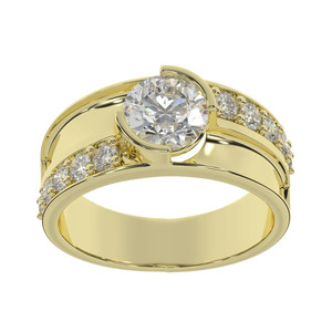 Bague de mariage demi-sertie en or massif avec diamant de laboratoire certifié taille brillant rond, clarté VVS1 – Cadeau de fiançailles, bijoux pour homme - Product Image 3