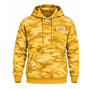 Gold <b>Camo</b> Pullover Hoodie Men Custom Printed Fleece Sweatshirt Kangaroo Pocket Drawstring Long Sleeve Outdoor Casual Hooded <b>Top</b> - Product Image 1