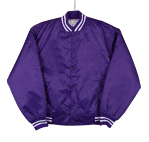 Best Quality Fashion Bulk Bomber <b>Purple</b> Color Silk Satin Best Quality Breathable <b>Varsity</b> Satin College <b>Jacket</b> - Product Image 1