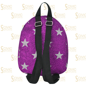 Purple Glitter <b>Star</b> Pattern Backpack Softback Zipper Closure Polyester Material Unisex Fashion Daily Use - Product Image 3