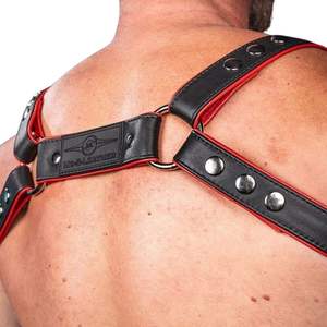 Harnais d'épaule en fausse fourrure pour homme, bleu, design minimaliste, sexy, en dentelle, pour club - Product Image 3