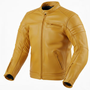 Veste de moto en cuir pour homme, neuve, en cuir de vache véritable, avec doublure amovible, taille XL, vestes de moto - Product Image 1