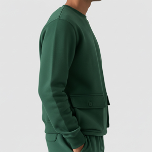 Nouvel Arrivage 2026 – Sweat-shirt Basique Homme 100% Coton Hiver Brodé avec Poches Cargo, Respirant, Coupe Oversize et Épaules Tombantes - Product Image 2